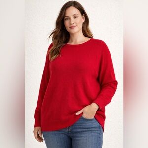 Talbots 100% Cashmere Sweater Red Crewneck Pullover Women's 1X Quiet Luxury